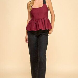 Racer Back Babydoll Halter Top - BIT3577-